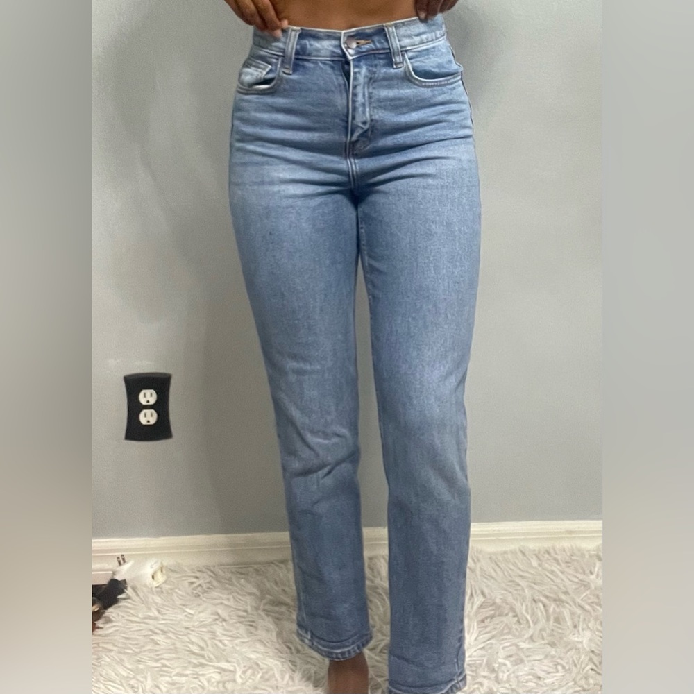 Blue straight leg jeans